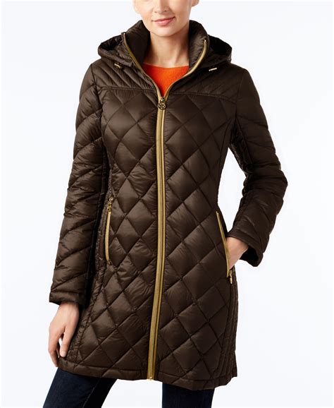 michael kors packable hooded raincoat|Michael Kors ladies puffer coats.